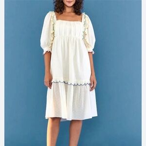 Farm Rio off white textured midi dress